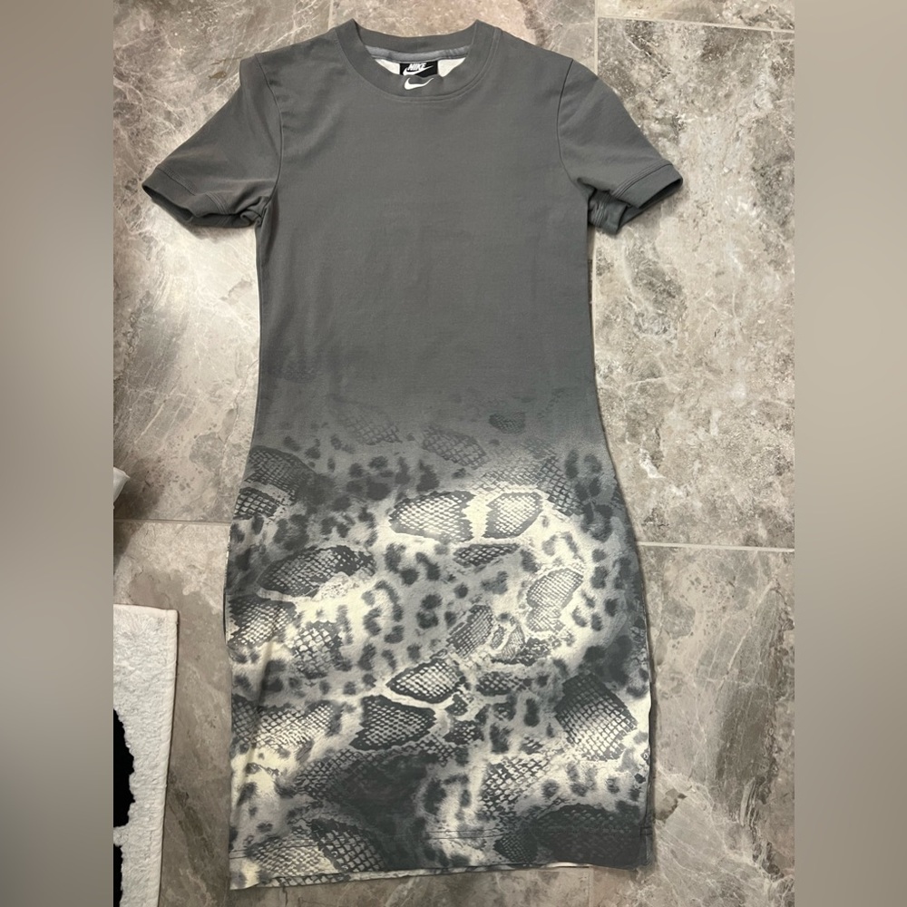 Nike Gray and Cream Mini Dress with Animal Print